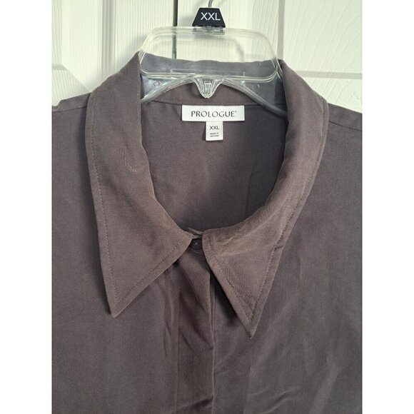 Prologue Women's XXL Greige Flip Cuff Button Up Collared Dress - Picture 5 of 10